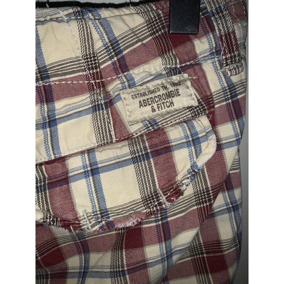 ABERCROMBIE & FITCH Plaid Shorts Sz 30 Button Fly Heavyweight Drawstring EUC - Picture 5 of 10